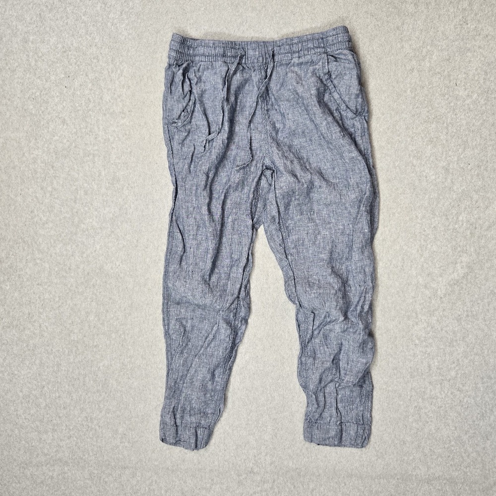 L.l.bean Women Pants 6 REG Blue Linen 517222 25" Coastal Beach